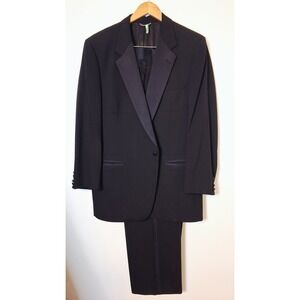 VTG Christian Dior Tuxedo 2 Piece Single Button Men's 44L 38x30 Black Tuxedo
